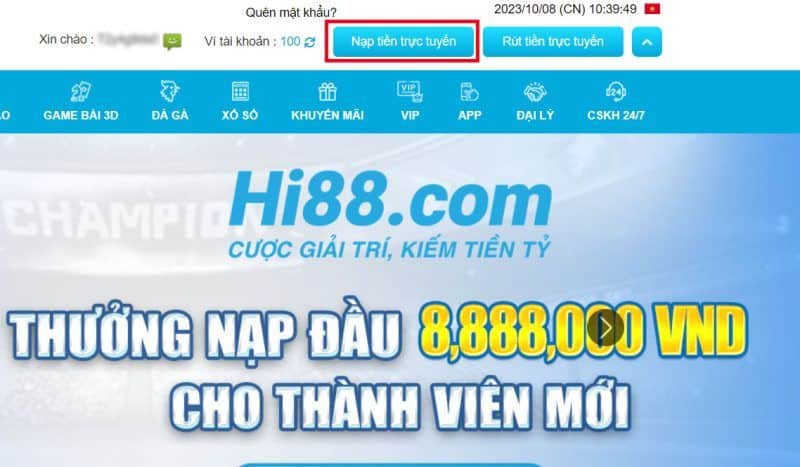 Hướng dẫn rút tiền Hi88